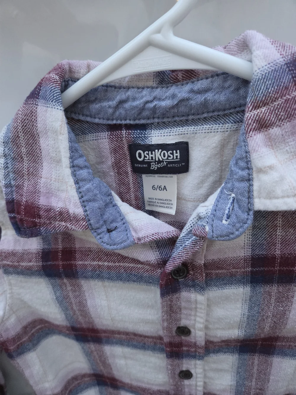 OshKosh B'gosh Cream Plaid Button-Down with Red & Blue Stripes